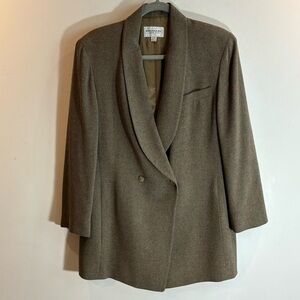 EMANUEL UNGARO Sz 12 Double Breasted Blazer Made in Honk Kong Shoulder Pads